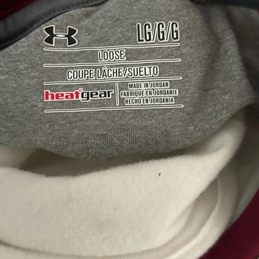 Under Armour HeatGear Raglan Top- Women’s LG/G / Gray Burgundy - Picture 5 of 5